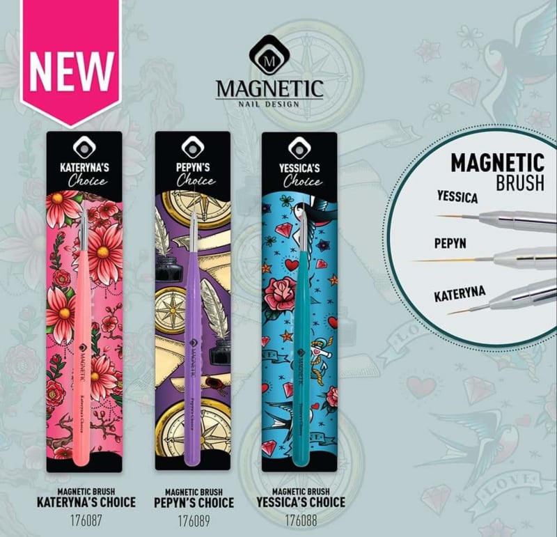 Magnetic nail art brush set 3 penselen Pepyn -Yessica en Kateryna's Choice