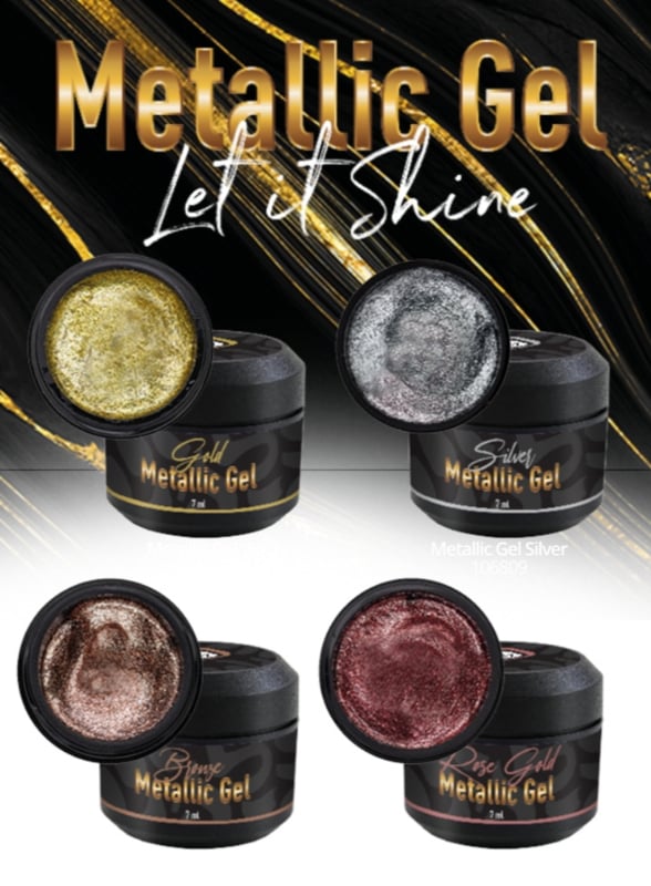 Magnetic Metallic Gel 4 kleuren Gold-Rose Gold-Bronze-Silver