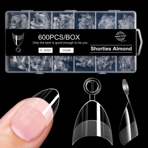 Urban nails tip box Clear Shorties: Almond 600 pcs 12 sizes