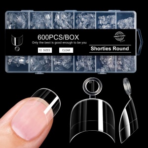 Urban nails tip box Clear Shorties: Round 600 pcs 12 sizes