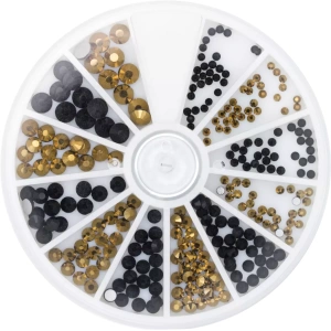 Magnetic rhinestones Carousel Black & Gold 6 Sizes 270 stuks 118307